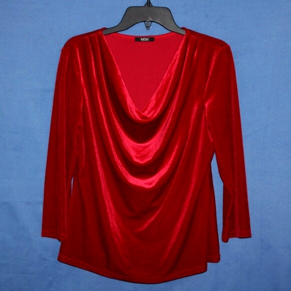 MSK Velvet Cowl Neck Top Red - Picture 1 of 3